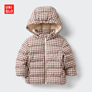 优衣库婴幼儿宝宝PUFFTECH空气棉服可机洗拉链连帽外套479703 35 浅褐色 90