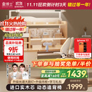 童博士儿童学习桌椅套装实木可升降多功能写字桌高中小学生书桌课桌椅子 1.2米实木+光谱大路灯+侧柜 橘 赠学习大礼包