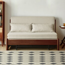 源氏木语实木沙发床现代简约多功能可折叠床北欧风小户型客厅两用双人沙发 1.55m山毛榉胡桃色(米白)