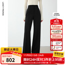 朗姿【王楚然同款】朗姿高腰修身显瘦西装裤通勤高级感阔腿裤冬季新款 黑色 XL