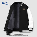 回力加绒棒球服男款秋冬季潮牌大码外套青少年男生外穿保暖棉服厚 【加绒加厚】黑(MHL咖山小标) M