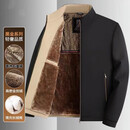 【黑金加绒】棉服中老年冬季新款男士立领夹克加厚爸爸保暖外套 【加绒加厚】黑色 2XL 建议145-160斤