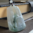 艺品匪萃悠然南山 双骏伴溪 冰种蓝黛飘花生肖马山水意境翡翠挂件50917001