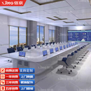 信京烤漆会议桌科技感长条桌简约现代大型无纸化条形桌含10个升降器