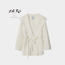 1436 稚真 2025年秋冬新品女士连帽短大衣 象牙白 L