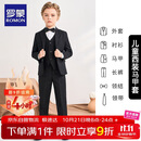 罗蒙儿童西装马甲套装男童英伦风主持人礼服花童男孩表演服 黑色 140