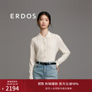 ERDOS 春夏精纺翻领中式风百搭宽松针织衫女开衫羊绒衫 白 160/84A/M