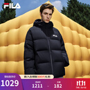 斐乐FILA情侣连帽羽绒服女2025冬连帽RGB多彩羽绒防风防泼水外套男 正黑色-BK L 175/96A/L
