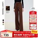 朗姿商务通勤职业直筒西服裤冬新款休闲修身气质黑色西装裤女 红驼色 L