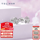 谢瑞麟（TSL）18K金钻石耳钉优雅马蹄莲群镶钻石耳饰BB019(63237)
