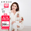 嫚熙（EMXEE）唐艺昕同款秋冬季睡衣小熊半边绒亲子装孕妇怀孕期月子服 小熊白色【7A抗菌防螨】 M【奢柔半边绒】