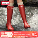 HUNTER雨靴户外露营女鞋惠灵顿经典英伦防水防滑骑士靴女长筒女靴高筒靴 哑光军红色/MLR 38