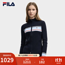 FILA 斐乐官方女士编织外套2025冬新款时尚休闲修身拼色拉链开衫 传奇蓝-NV M 165/84A/M