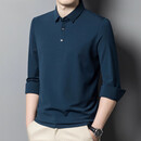 UOSO品牌男装长袖t恤男士春秋桑蚕丝商务休闲纯色polo翻领衫 5507墨绿 XL 52【126-140斤】