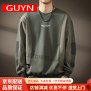 GUYN男士卫衣男高端330g美式重磅复古拼接外套春秋宽松圆领上衣男装 灰绿 灰绿 2XL