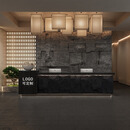 新中式民宿酒店前台茶吧接待台足浴店吧台文化石养生馆收银台 黑色+火山黑 380x60x100cm