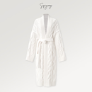 SIQIYOUNG北欧印象-长款绞花山羊绒保暖外套 白色 S