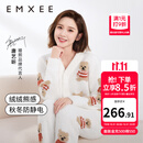 嫚熙（EMXEE）唐艺昕同款秋冬季睡衣小熊半边绒亲子装孕妇怀孕期月子服 小熊白色【7A抗菌防螨】 M【奢柔半边绒】
