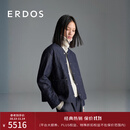 ERDOS 25秋冬绒毛棉混纺仿牛仔菱形格纹短外套女棉服外套 经典蓝 XL 175/92A