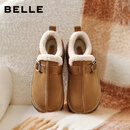 百丽（Belle）复古厚底增高勃肯鞋女冬季新款商场款加毛保暖毛单鞋E6D1DDM5 棕色 37 (235mm)