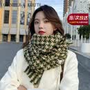 CHANEELR & KARITH围巾女2026新款冬季千鸟格百搭女加厚保暖围脖生日新年礼物送女友 绿色