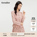 珂莱蒂尔商场同款2025年春新款气质浪漫重工蕾丝雪纺衫上衣 中红 XL