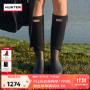 HUNTER女士雨鞋Refined精致高筒靴拉链拼接款长筒靴女靴雨靴 黑色/BLK 38