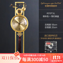 克拉苏新中式座钟家用台式客厅时尚钟表黄铜时钟摆件大气坐钟创意石英 【福禄双全】铜本色_简约表盘