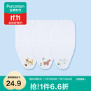 全棉时代 婴儿纱布汗巾水洗纯棉吸汗巾隔汗巾垫背巾宝宝新生儿幼儿 3条装 【小猫+小鹿+小鸟四叶草】 25×50cm