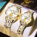 劳力士王子【9999足金福】情侣一对表进口机械表24K黄金表瑞士新款男女表 R3305间金白面-情侣一对 附带足金鉴定证书 30mm 女表直径