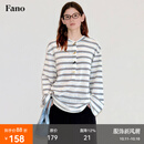 fano studios范洛Fano miu系牛角扣亨利衫复古慵懒条纹长袖宽松T恤女2025新款 蓝白条纹第二批 S