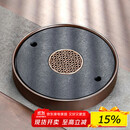 尚言坊天然乌金石茶盘家用圆形功夫茶具托盘储蓄水式小型茶台茶海