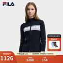 FILA 斐乐官方女士编织外套2025冬新款时尚休闲修身拼色拉链开衫 传奇蓝-NV S 160/80A/S