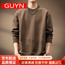 GUYN男士卫衣男高端辑明线设计感圆领套头上衣春秋复古休闲宽松打底衫 卡其 卡其 2XL