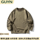 GUYN高端品牌男装复古潮牌印花圆领卫衣男士2025秋季新款宽松休闲上衣 军绿色 军绿色 L 建议(120-140斤)