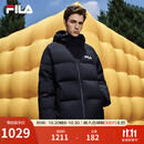 斐乐FILA情侣连帽羽绒服女2025冬连帽RGB多彩羽绒防风防泼水外套男 正黑色-BK L 175/96A/L