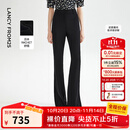 朗姿复古气质显瘦高腰黑色休闲裤喇叭裤马蹄裤2024年夏新款长裤子 黑色 M