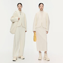 噢姆（AUM）【轻松套装】2025年冬季新款女装气质毛棉轻肌理针织外套长裤半裙 白色外套 S