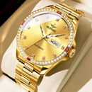 欧品客劳力瑞士男士手表机械表商务镶钻进口金表镂空世界十大品牌男表 全金金面-典藏版原装进口 41mm 直径
