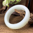 杨艺源新疆和田玉籽料羊脂白玉一级白正圈平安镯支持复检官方旗舰店 假一罚十/可回收玉/国检双证/产地标志 58圈口 宽19.5