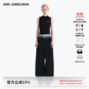 ANN ANDELMAN【王玉雯同款】官方直营 牛仔腰头拼接西裤直筒长裤 黑色 M