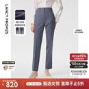 朗姿【Basic衣橱】羊毛职业轻商务九分裤西裤春春新款女西装裤 雾霾蓝色 L