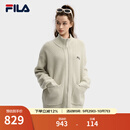 FILA 斐乐官方情侣款编织衫2025冬新款时尚休闲宽松拉链毛衣开衫 燕麦色-BG S 165/88A/S