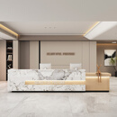 烤漆物业医美口腔诊所办公公司酒店大厅民宿吧台前台桌接待收银台 潘多拉纹+原木色 400x60x100cm