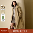 茵曼（INMAN）2025秋冬女装新款夹棉三防可拆毛领棉服长款宽松风衣外套 卡其色 M