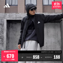 adidas拒水加绒内胆三合一连帽外套男女秋冬阿迪达斯官方轻运动 黑色   L