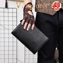 VI-ERUODIS【轻奢】2025新款男士手拿包真皮大容量信封包商务牛皮高端手包男 纹理黑