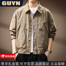 GUYN高端品牌男装重磅工装夹克男士2025秋季新款美式水洗百搭外套男 XL 适合140-160斤