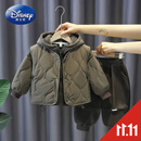 迪士尼（Disney）男童秋冬棉服套装2025新款1-9岁儿童马甲三件套冬季加厚衣服外穿 灰色冬款加厚三件套 100
