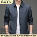 GUYN轻奢男装品牌2025春秋男士夹克时尚翻领休闲上衣外套男宽松 藏蓝色 藏蓝色 3XL 190